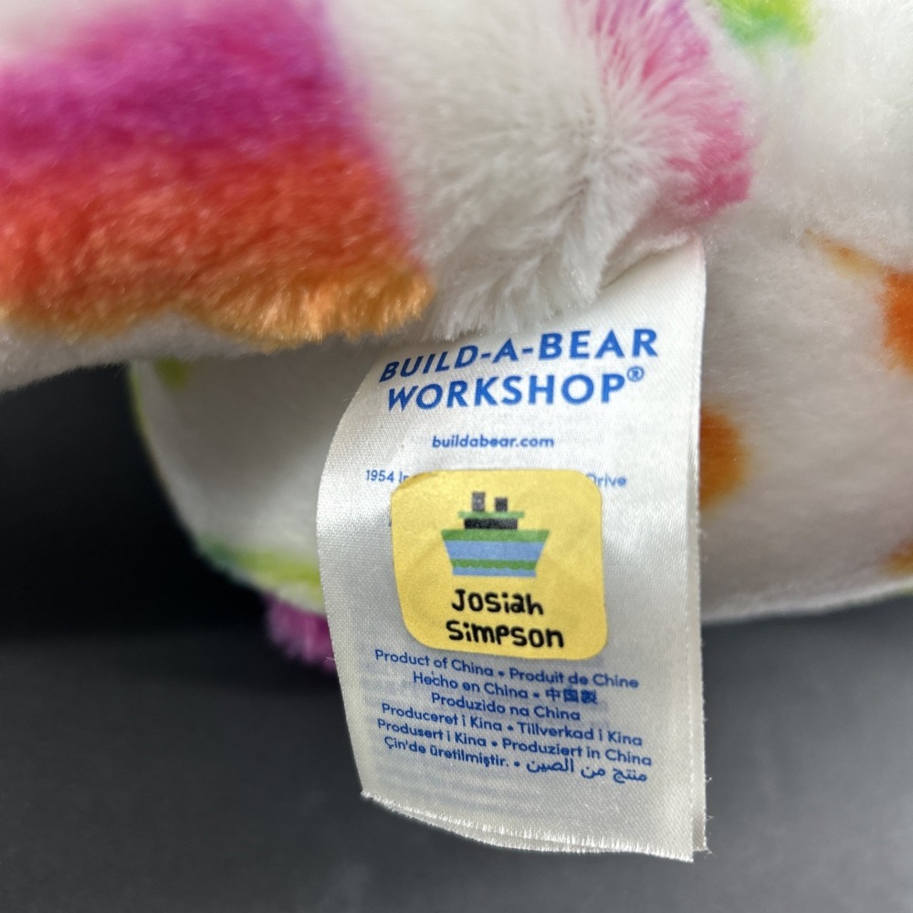 Build A Bear Plush Rainbow Hearts White Multi Color Large 16" Plush Retired - Picture 6 of 9
